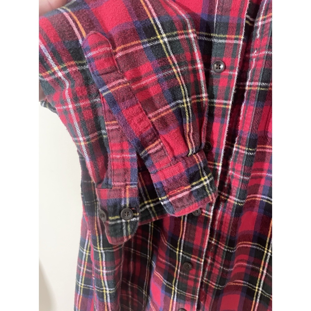 Y2K LL Bean Men's Large Red Plaid Button Up Flannel Shirt Lumberjack Workwear - Picture 5 of 5